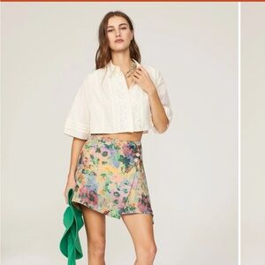 Benjamin Benmoyal Flowers Jacquard Skirt